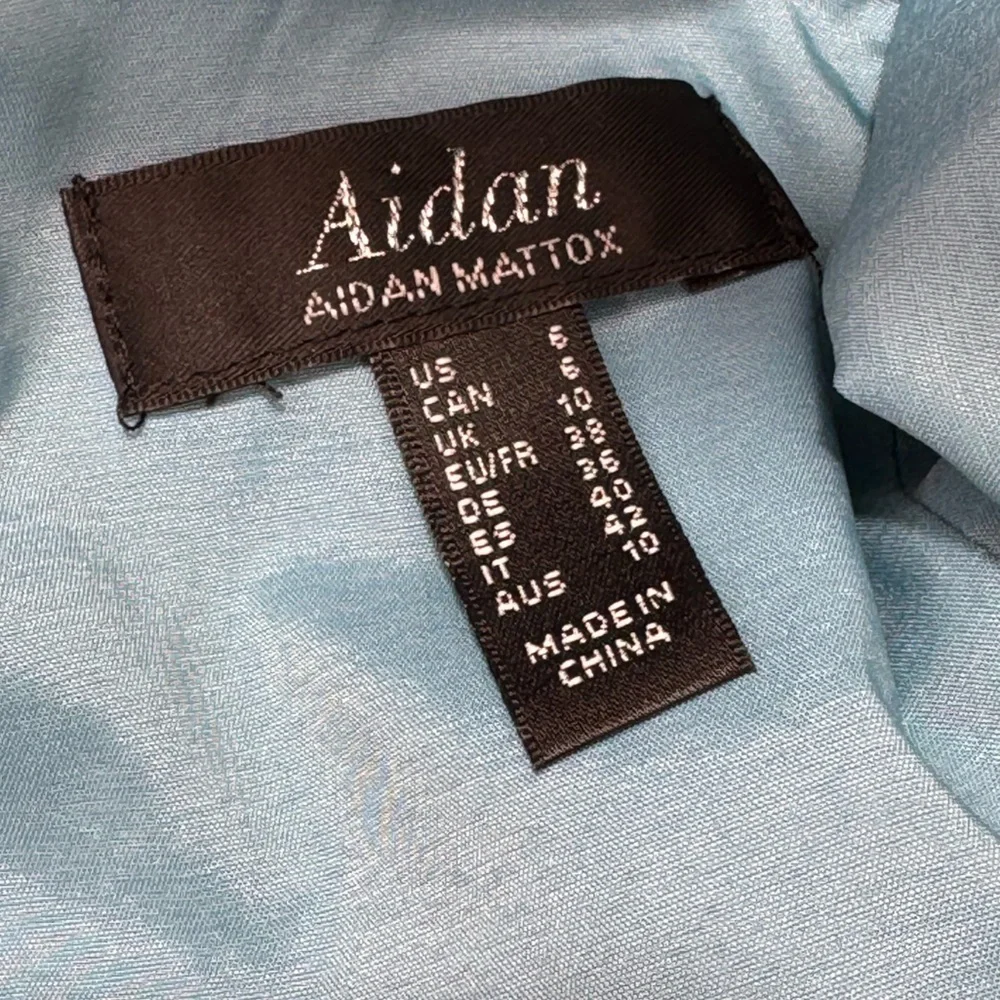 Aidan by Aidan Mattox Womens Blue Satin Evening Sheath Dress Gown size 6 - Picture 5 of 17